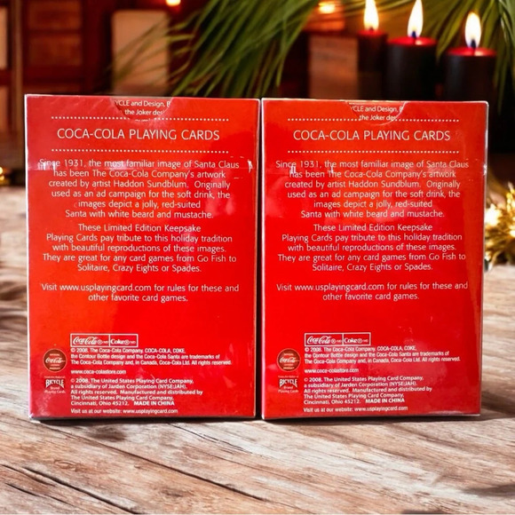 COCA-COLA Christmas Santa Claus Playing Cards Tin - Two Decks (New, Sealed) - Picture 5 of 6
